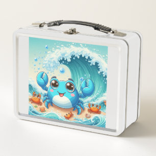Cute blue crab  metal lunch box