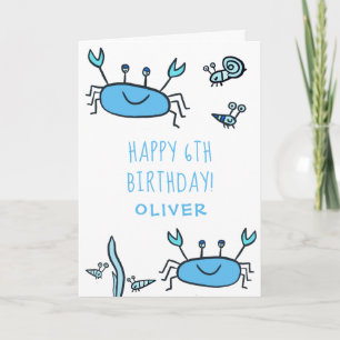 Cute Blue Crab Sea Animals Boy Happy Birthday Card