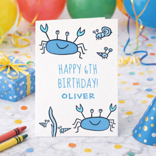 Cute Blue Crab Sea Animals Boy Happy Birthday Card