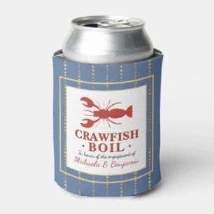 Cute Blue Crawfish Boil Seafood Party Engagement Can Cooler