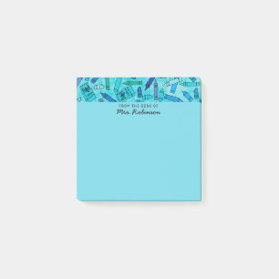 Cute Blue Crayons Teacher From the Desk of 3x3 Post-it Notes
