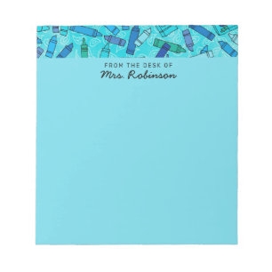 Cute Blue Crayons Teacher From the Desk of Notepad