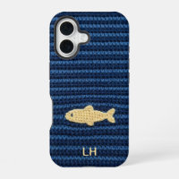 Cute Blue Crochet Fish Yarn Custom Name