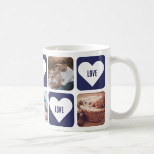 Cute Blue Custom Photo Love Mug with Hearts