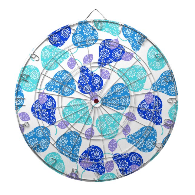 Cute blue decorative pears pattern dartboard (Front)