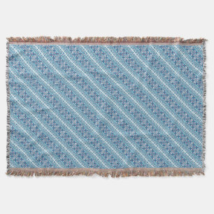 Cute blue decorative ukrainian patterns design throw blanket