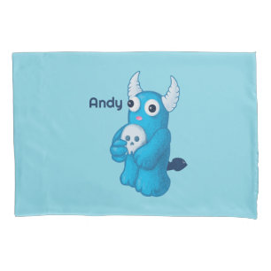 Cute Blue Demon - Fun Whimsigoth Kids Name Pillowcase
