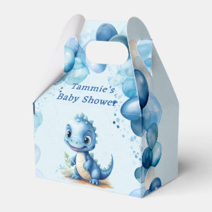 Cute Blue Dinosaur And Balloons Boy Baby Shower Favour Box