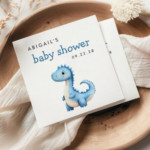 Cute Blue Dinosaur Baby Shower Napkin