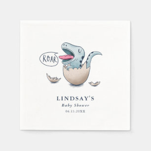 Cute Blue Dinosaur Boy Baby Shower Napkin