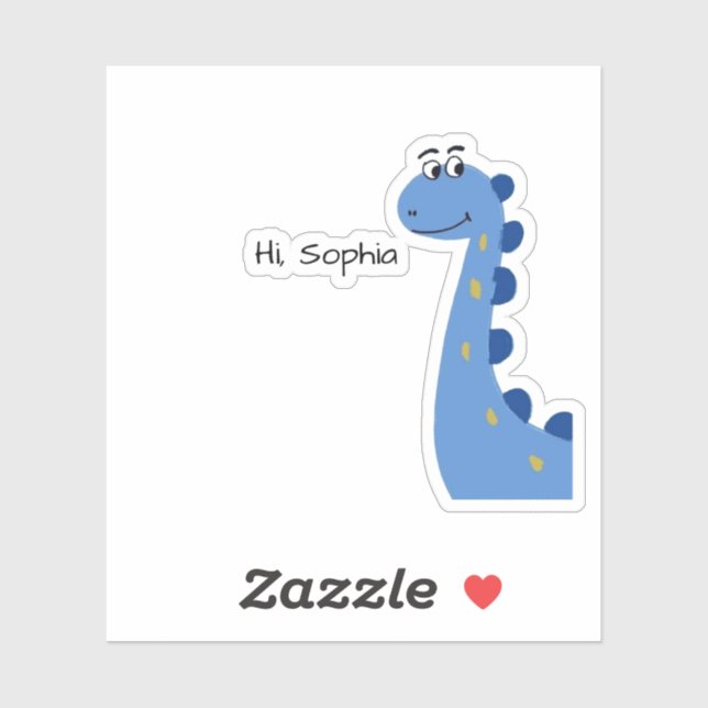 Cute Blue Dinosaur - Custom Name Sophia (Sheet)