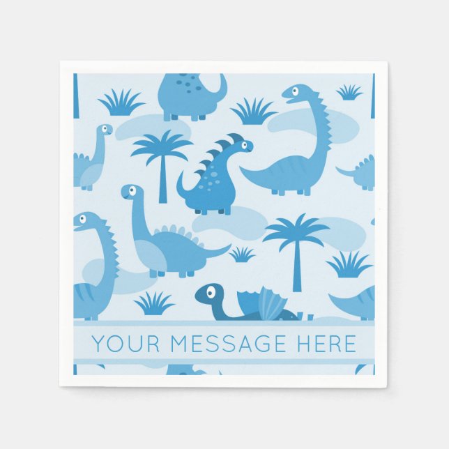 Cute Blue Dinosaurs Baby Shower Napkin (Front)