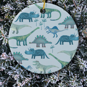 Cute Blue Dinosaurs Ceramic Tree Decoration
