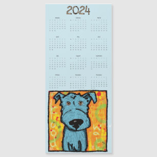 Cute blue dog, magnetic, year to view calendar