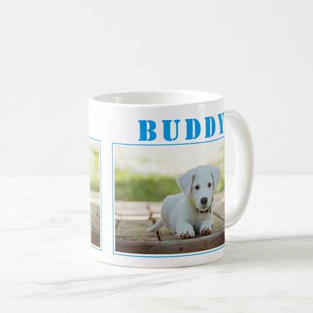 Cute Blue Dog or Pet Photo Coffee Mug (Front Right)