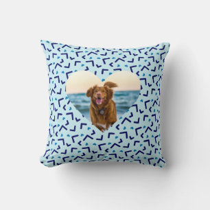 Cute Blue Dog Photo Custom Cushion