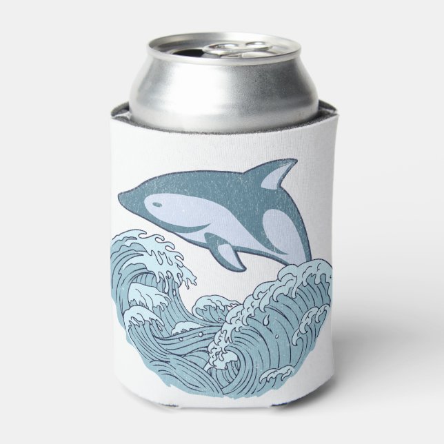 Cute blue dolphin can cooler (Can Front)