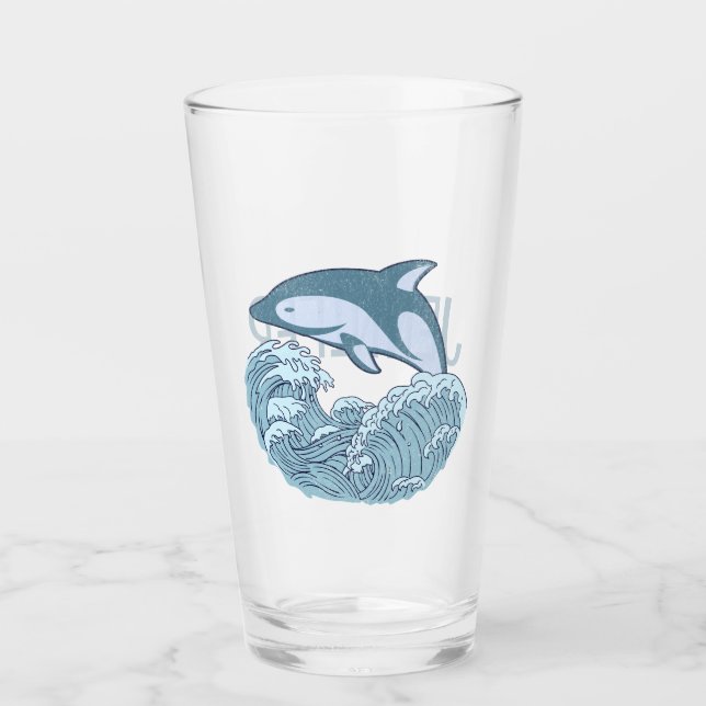 Cute blue dolphin glass (Front)