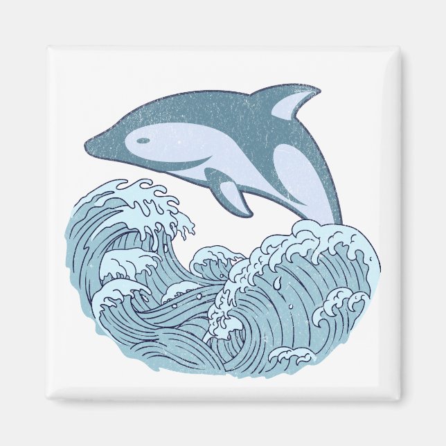 Cute blue dolphin magnet (Front)