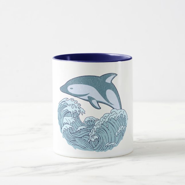 Cute blue dolphin mug (Center)