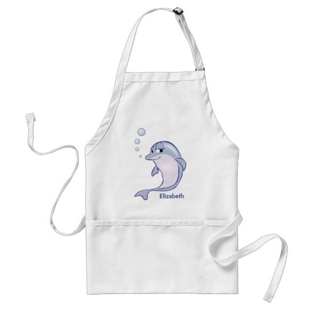 Cute Blue Dolphin To Personalise Standard Apron (Front)