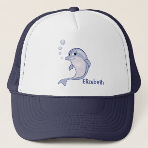 Cute Blue Dolphin To Personalise Trucker Hat
