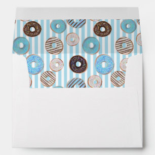 Cute blue donuts print inside custom back flap envelope