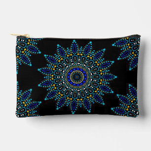 Cute Blue Dot Art Mandala Pattern  Accessory Pouch