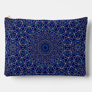 Cute Blue Dot Art Mandala Pattern  Accessory Pouch