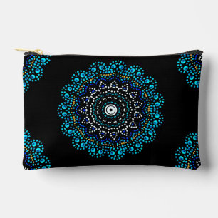 Cute Blue Dot Art Mandala Pattern Accessory Pouch