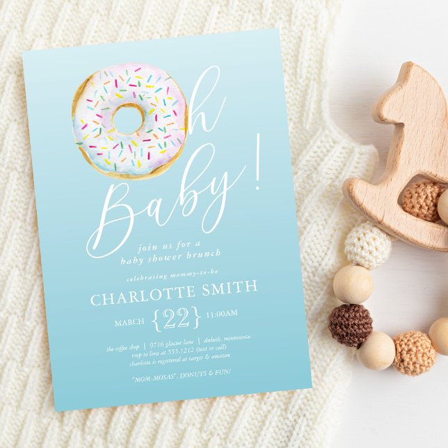 Cute Blue Doughnut Baby Shower Invitation (Creator Uploaded)