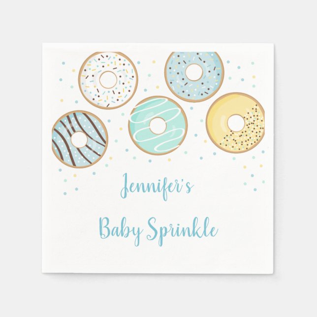 Cute Blue Doughnut Baby Sprinkle Napkin (Front)