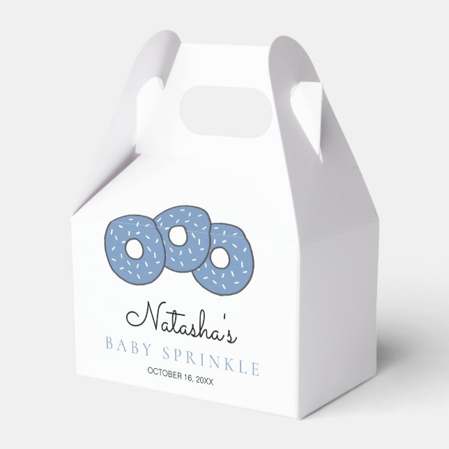 Cute Blue Doughnuts 2nd Baby Sprinkle Shower Favour Box (Front Side)