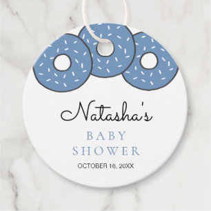 Cute Blue Doughnuts Baby Shower Favour Tags