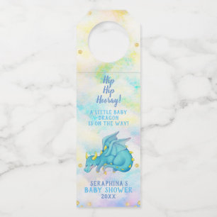 Cute Blue Dragon Baby Shower Bottle Hanger Tags