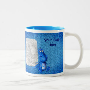 Cute Blue Dragon Personalised Photo Two-Tone Coffee Mug