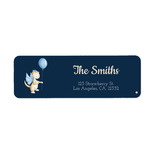 Cute Blue Dragon Return Address (Front)