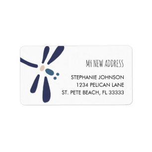 Cute Blue Dragonfly New Home Return Address Label