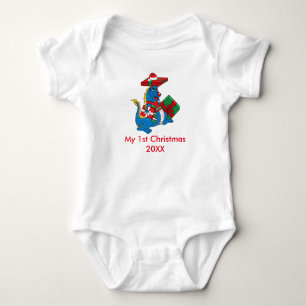 Cute blue dragoon 1st Christmas Baby Creeper