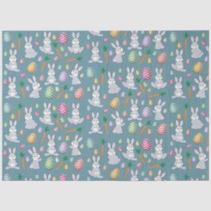 Cute Blue Easter Bunny Rabbit Pattern Tissue Paper