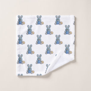 Cute Blue Easter Bunny Wash Cloth