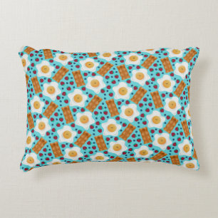Cute Blue Eggs Bacon Strawberries Blueberries  Decorative Cushion
