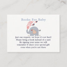 Cute Blue Elephant Baby Shower Book Request