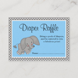 Cute Blue Elephant Baby Shower Diaper Raffle Enclosure Card