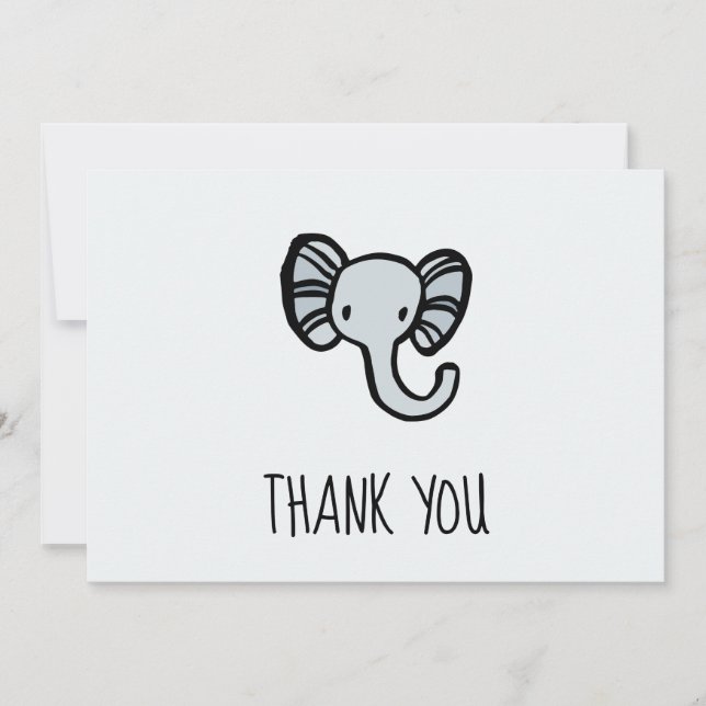 Cute blue Elephant Baby shower Thank You Card (Front)