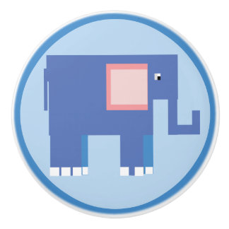 Cute blue elephant ceramic knob