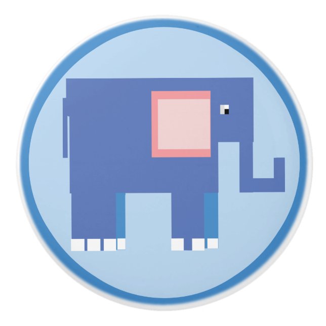 Cute blue elephant ceramic knob (Front)