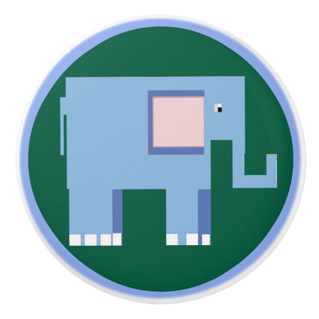 Cute blue elephant ceramic knob (Front)
