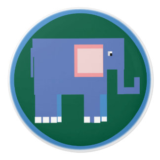 Cute blue elephant ceramic knob