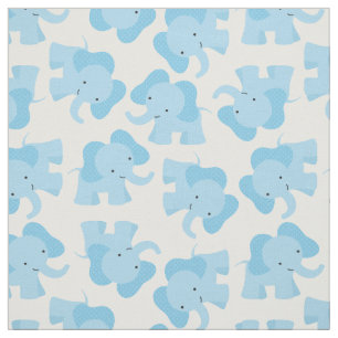 Cute Blue Elephant Nursery Fabric